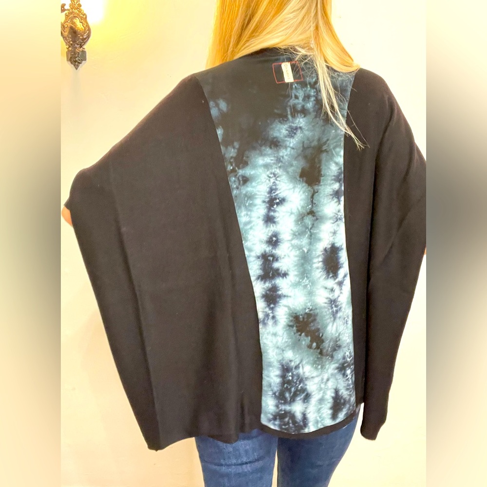 GYPSY05 COTTON CARDIGAN WITH SILK TIE DYE PANEL DOWN BACK